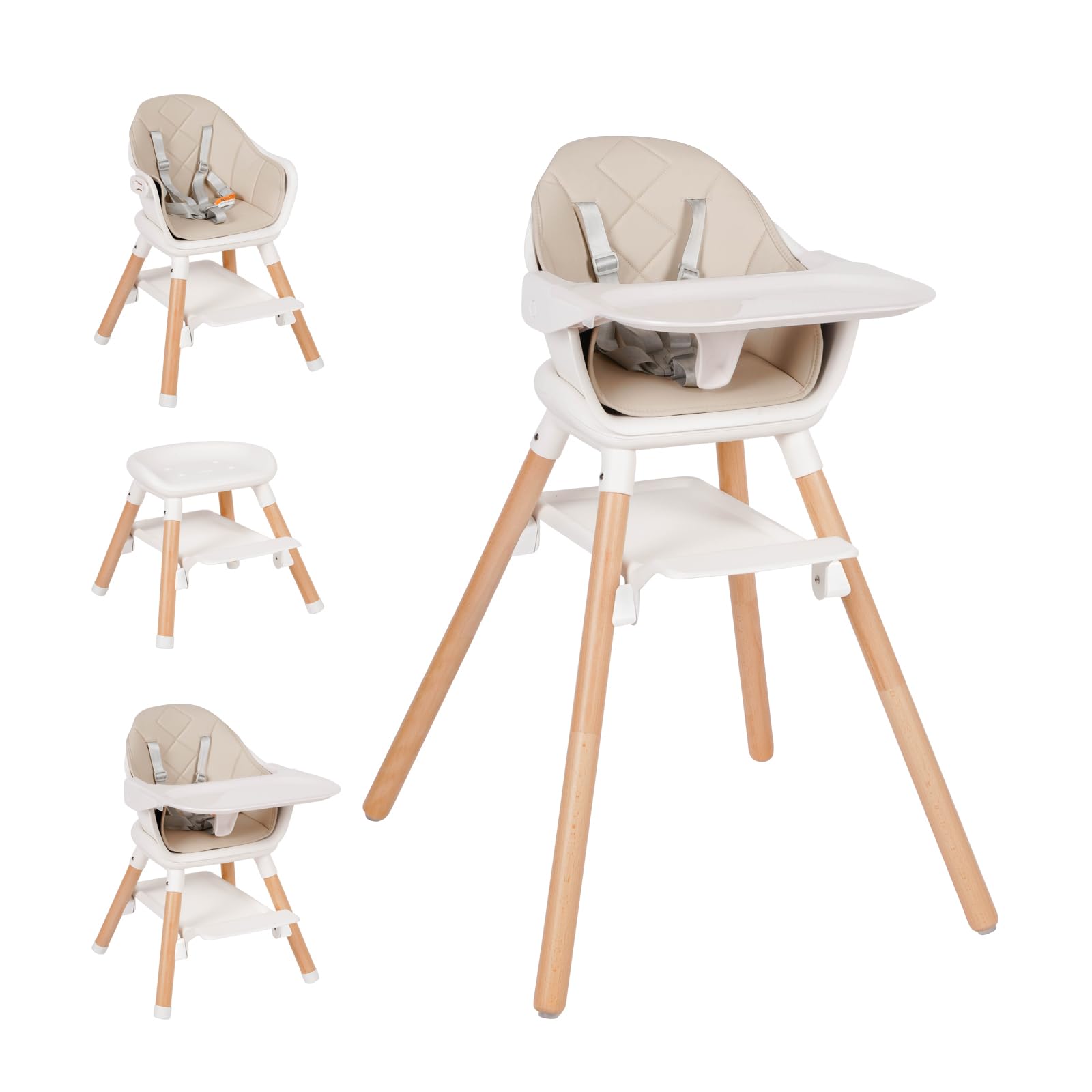 Komcot High Chair 6in1 full-size mode supports versatile feeding options for toddlers.