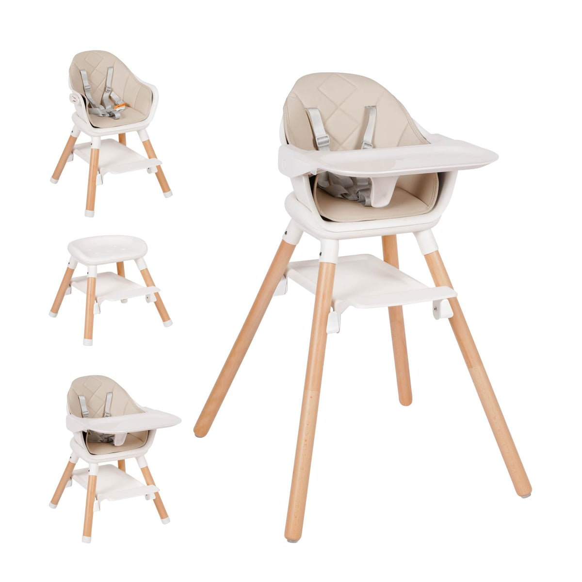 Komcot High Chair 6in1 full-size mode supports versatile feeding options for toddlers.