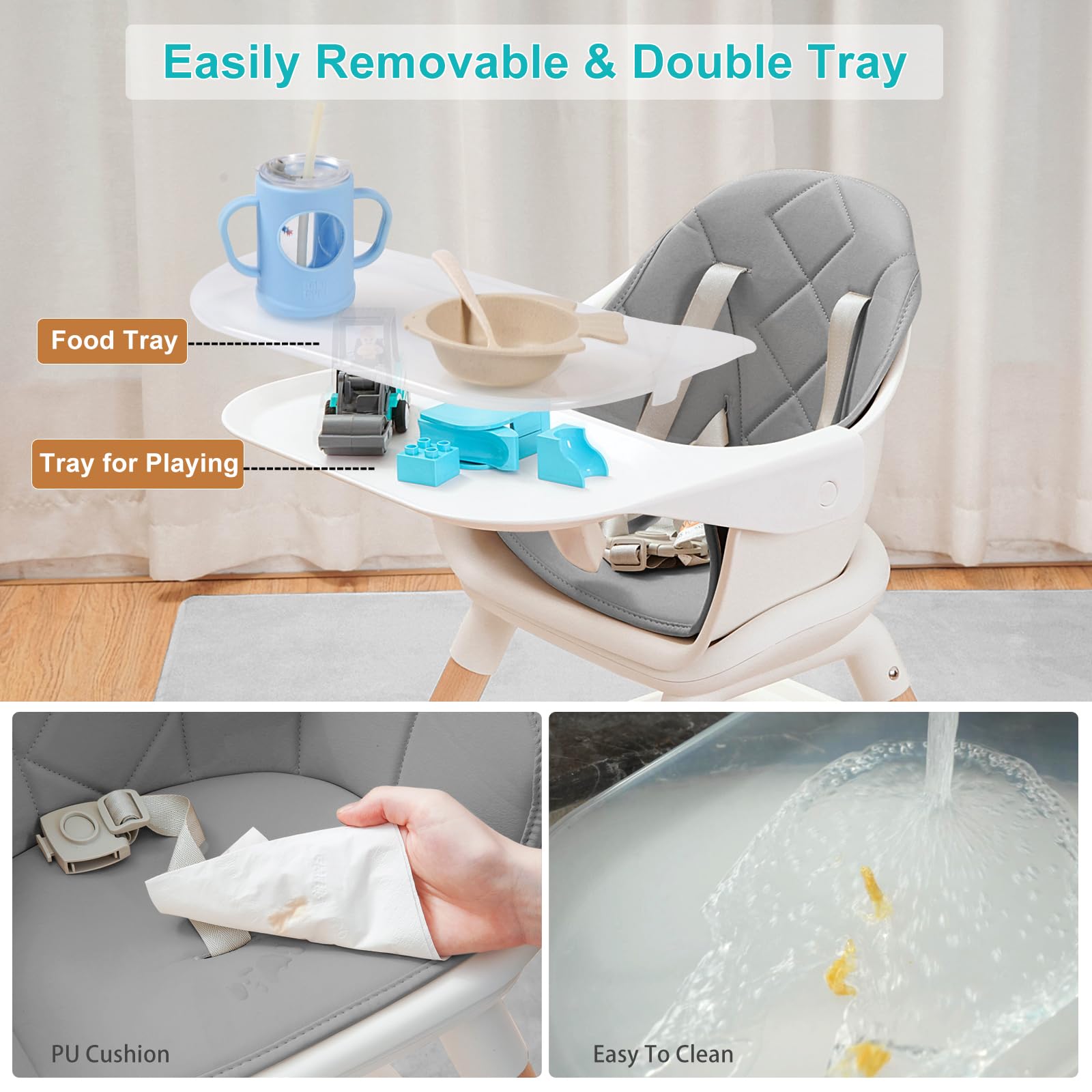 Komcot double trays detached for easy cleaning and versatility