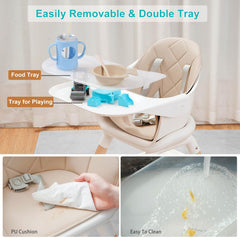 Komcot High Chair pyramid-stability design keeps little one secure during meals.