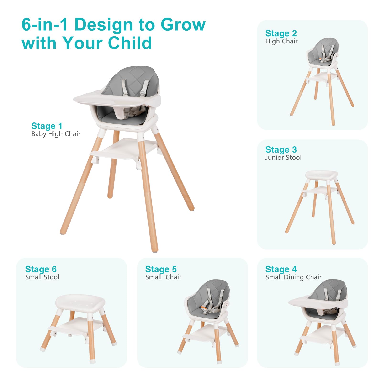 Komcot toddler chair with two-height option for meals