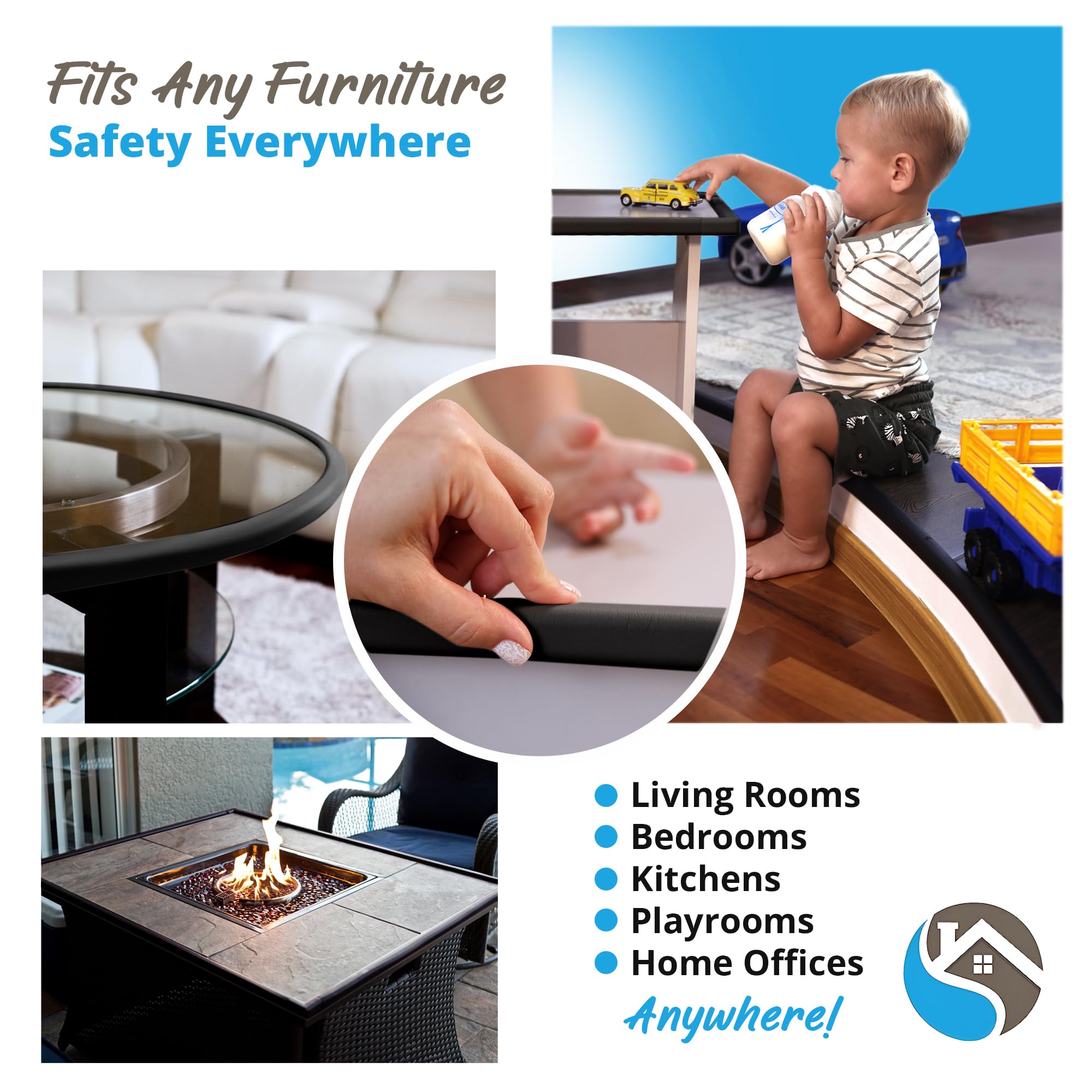 Komfortology desk edge cushion wall protector shown in a living room