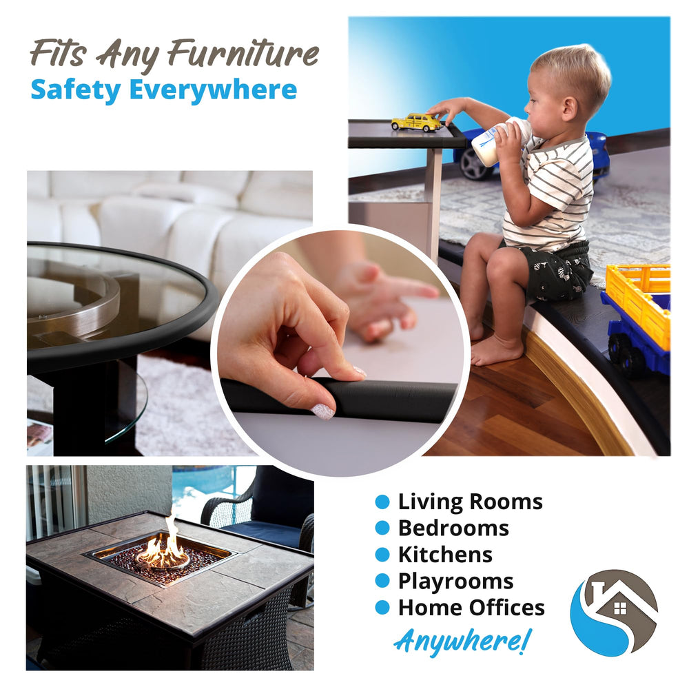 Komfortology desk edge cushion wall protector shown in a living room
