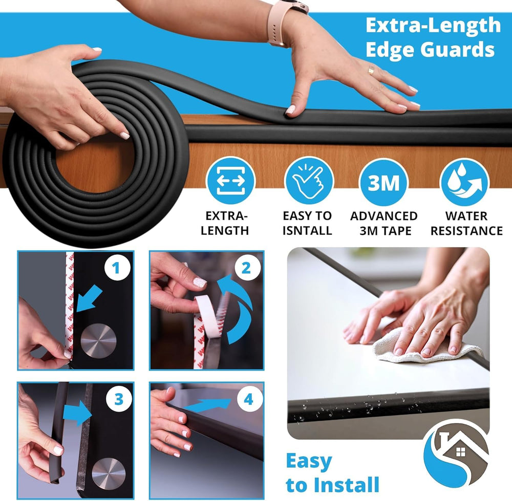 Komfortology versatile corner guards fit desks, countertops, and fireplaces