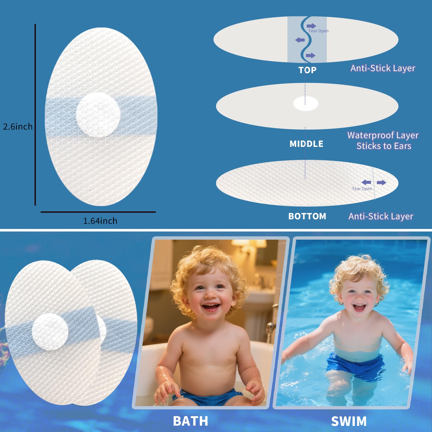 KOMIDK ear covers with cotton balls inside to absorb moisture for dry ears