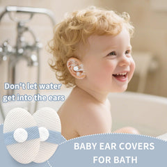 KOMIDK baby ear covers with transparent film surrounding ears and keeping water out