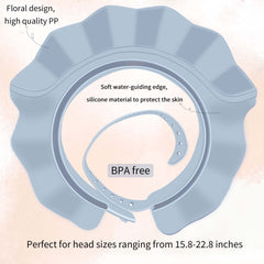 KOMIDK baby shower cap blue ear protection for bath time keeps ears shielded from water.
