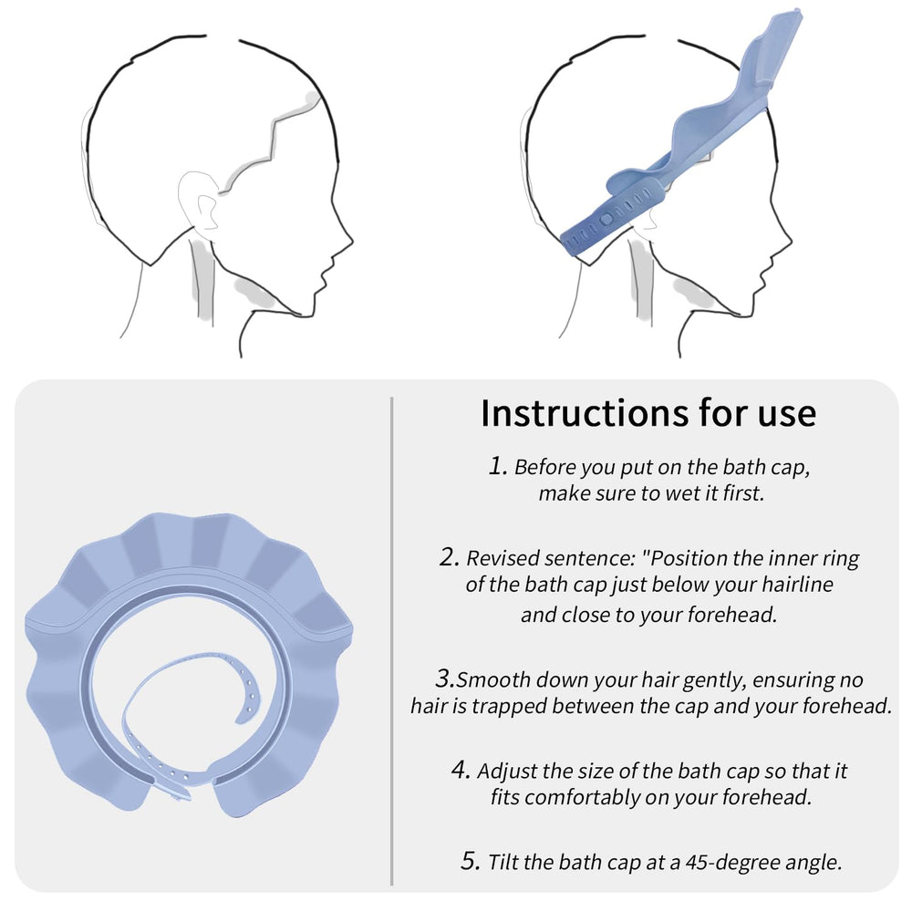 KOMIDK blue shower cap uses soft silicone that's easy to clean and reusable.