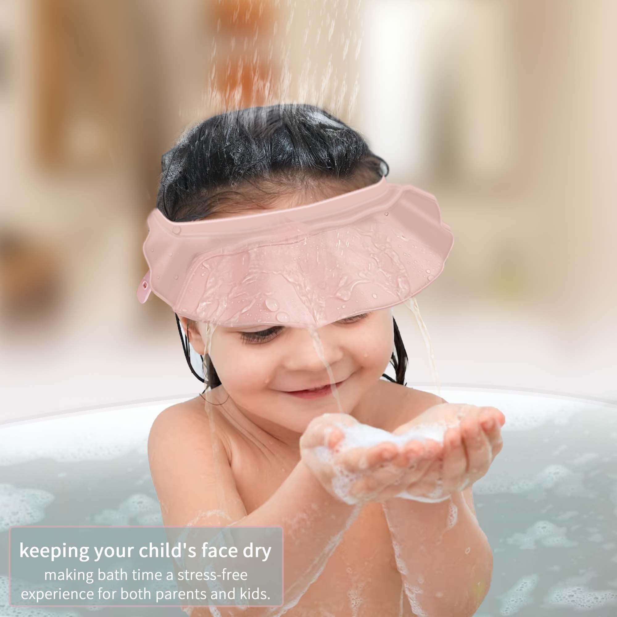 KOMIDK pink 3-in-1 design shields eyes, provides sun shade, and assists haircuts
