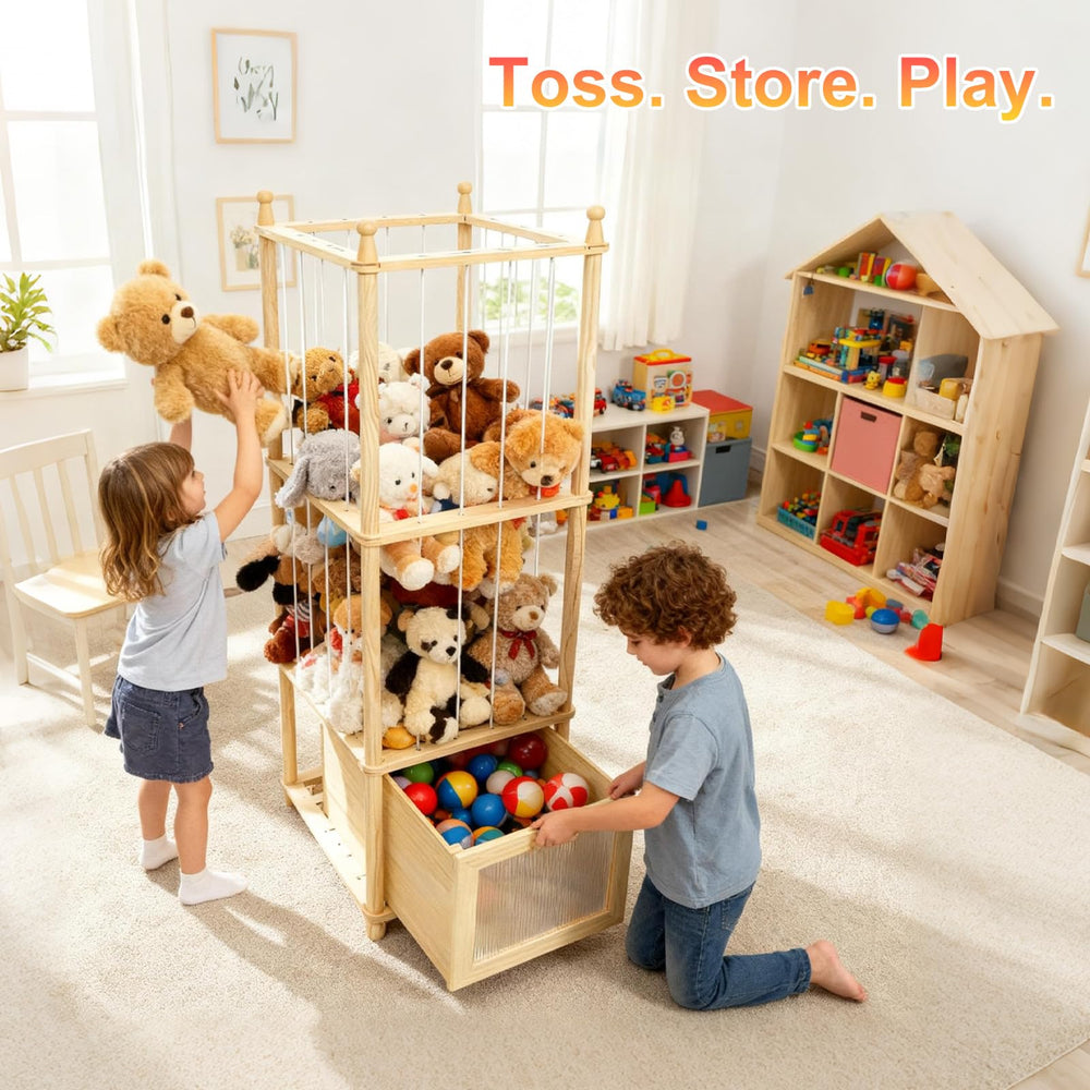 Kompaktayc stuffed animal storage fits into small spaces while keeping toys neatly displayed.