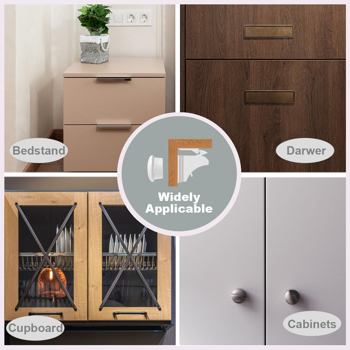 KongNai adhesive-tape installation demonstrates quick, drill-free setup for cupboards.