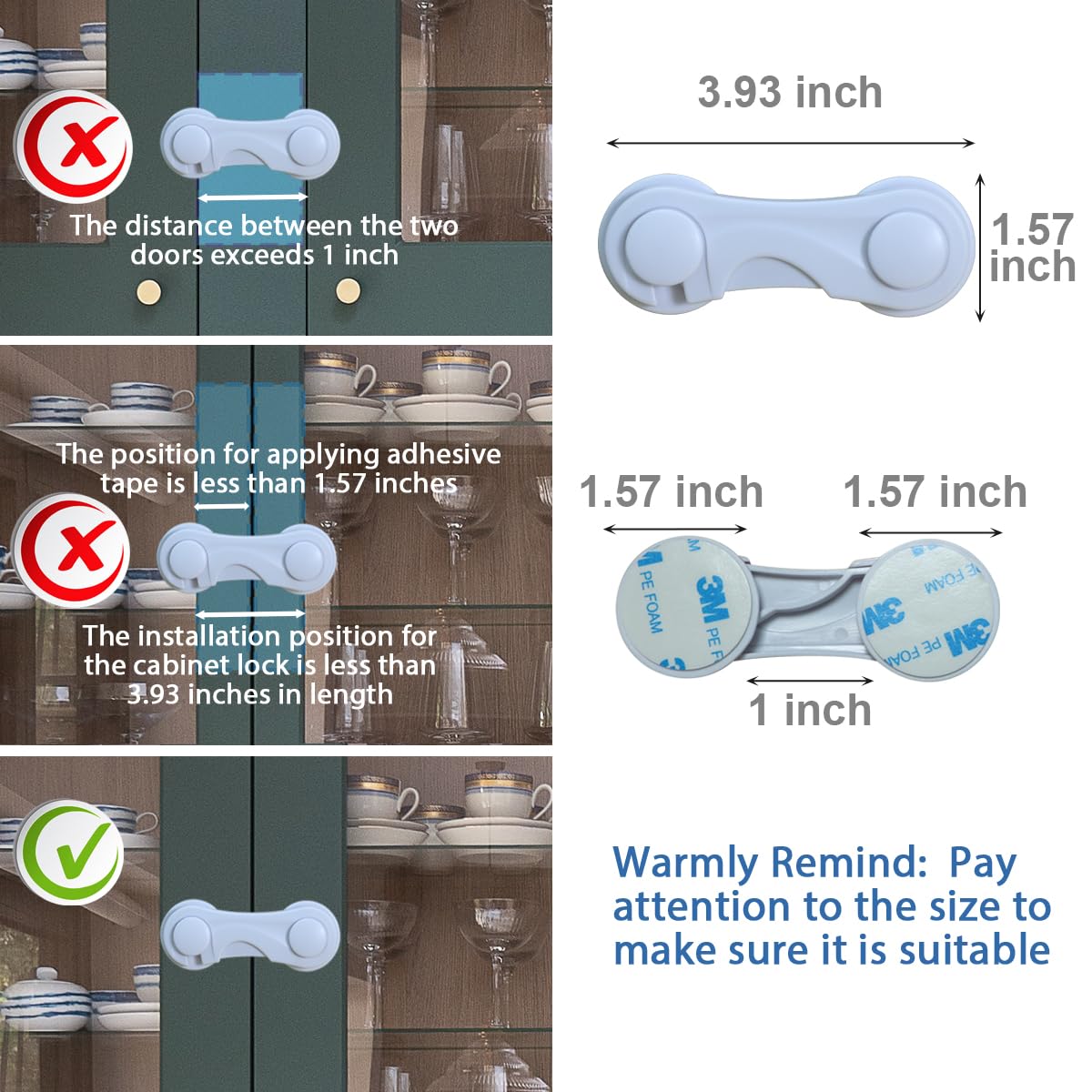KongNai adhesive cabinet lock close-up illustrates tool-free installation ease.