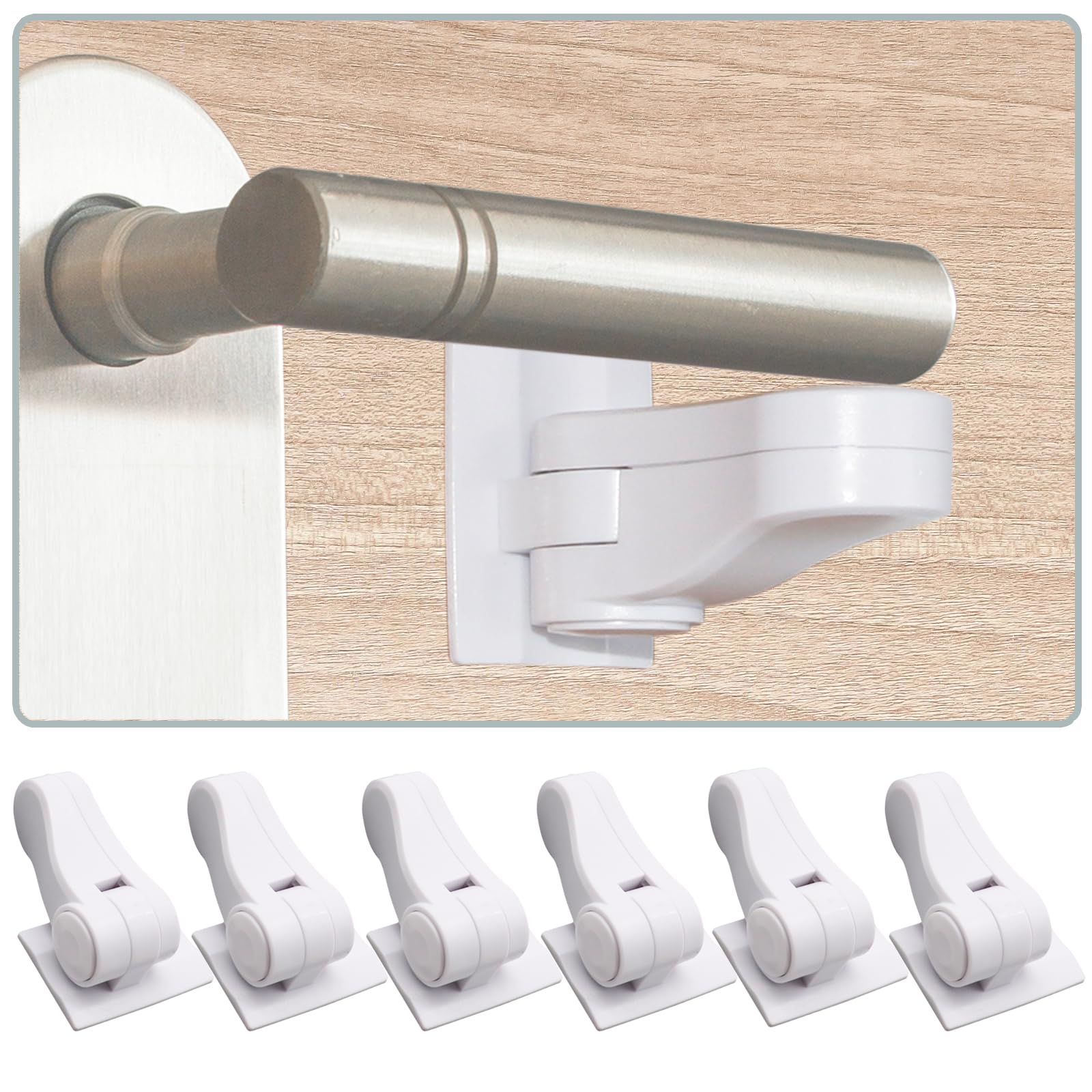 KongNai child proof door lever locks packaging demonstrates easy, tool-free installation.