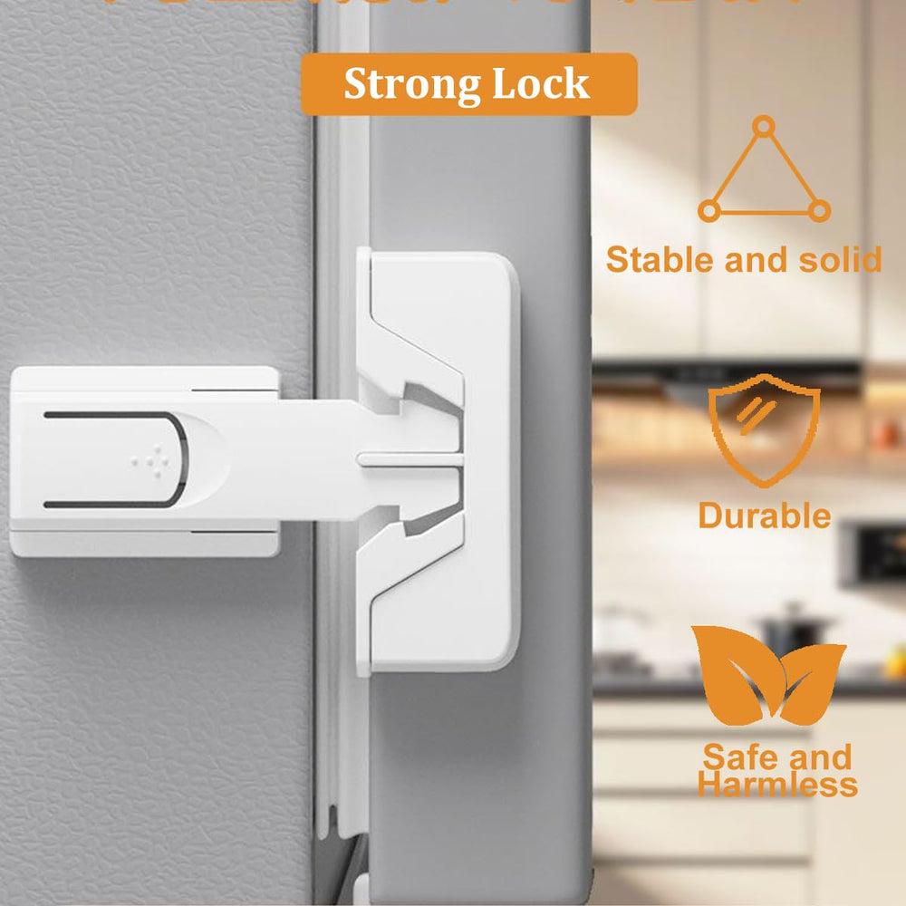 KongNai fridge locks two-button unlock demonstrates easy one-handed operation.
