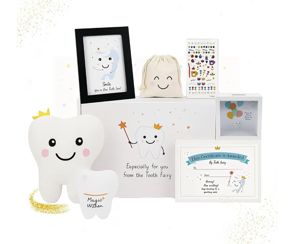 Konijo Tooth Fairy Pillow sits cozy on a bed for bedtime ritual
