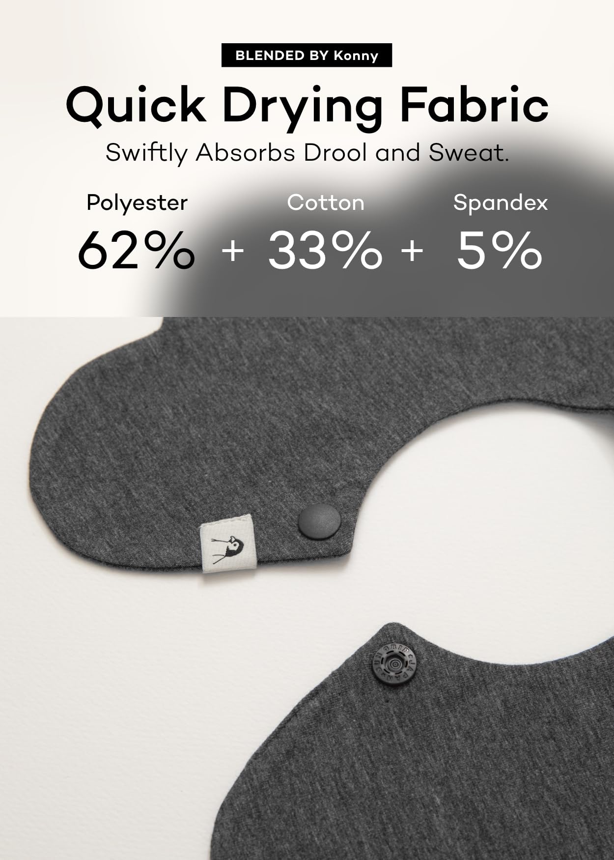 Konny baby bibs demonstrating fast absorption and quick drying