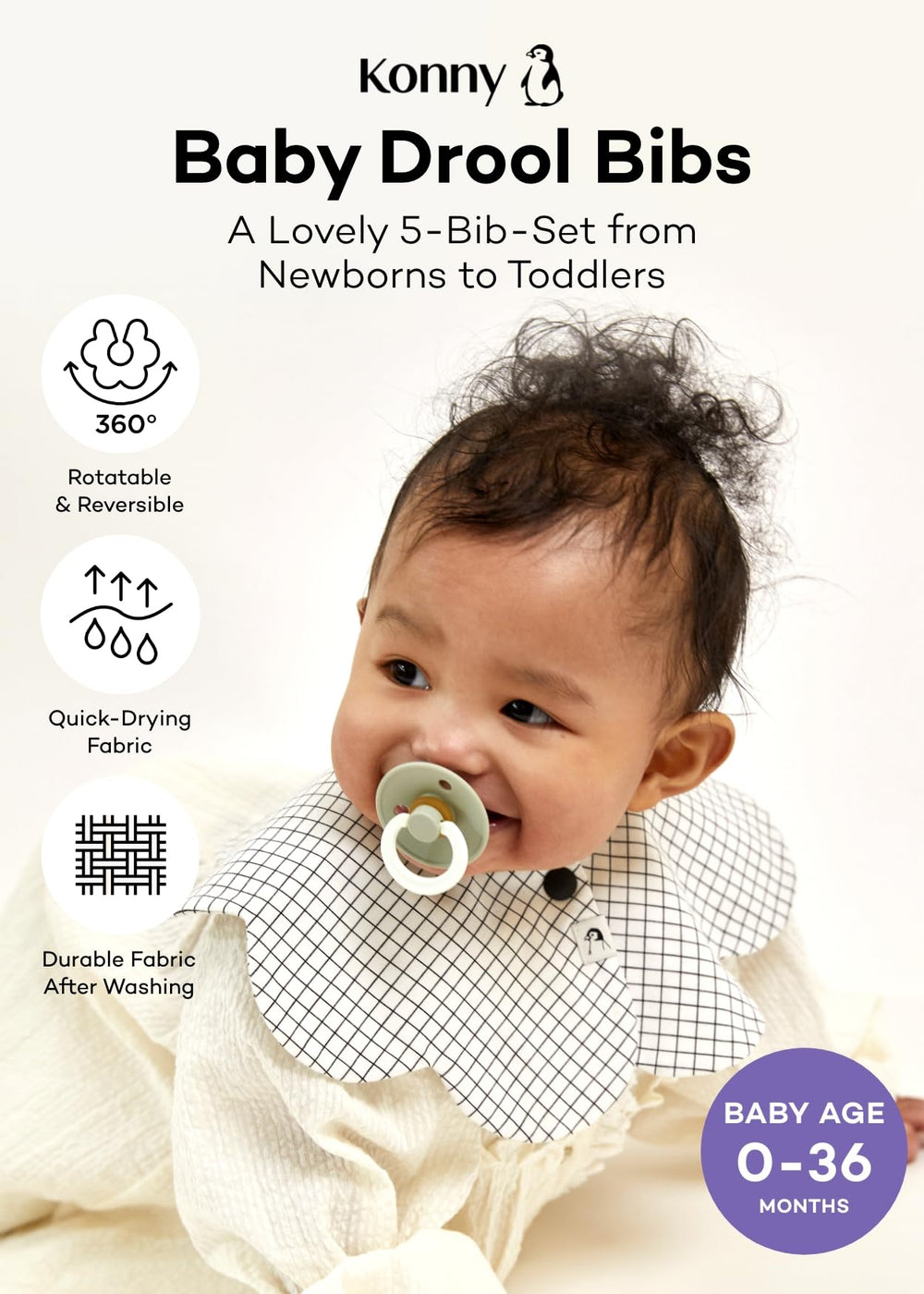Konny baby bibs with dribble pad for mess management