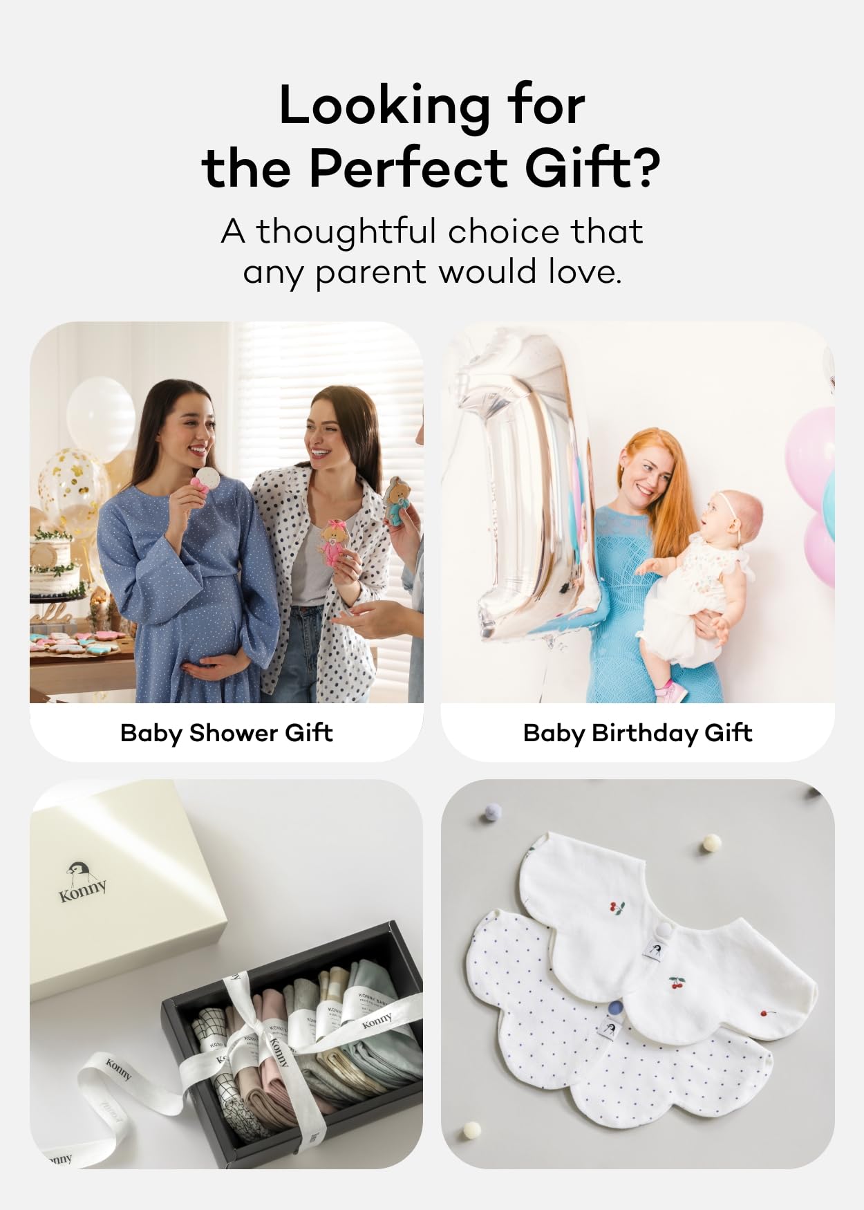 Konny baby bibs highlighting antimicrobial safety and certification