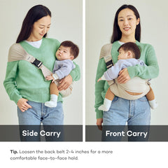 Konny carrier with adjustable wraps demonstrates one-size-fits-all design