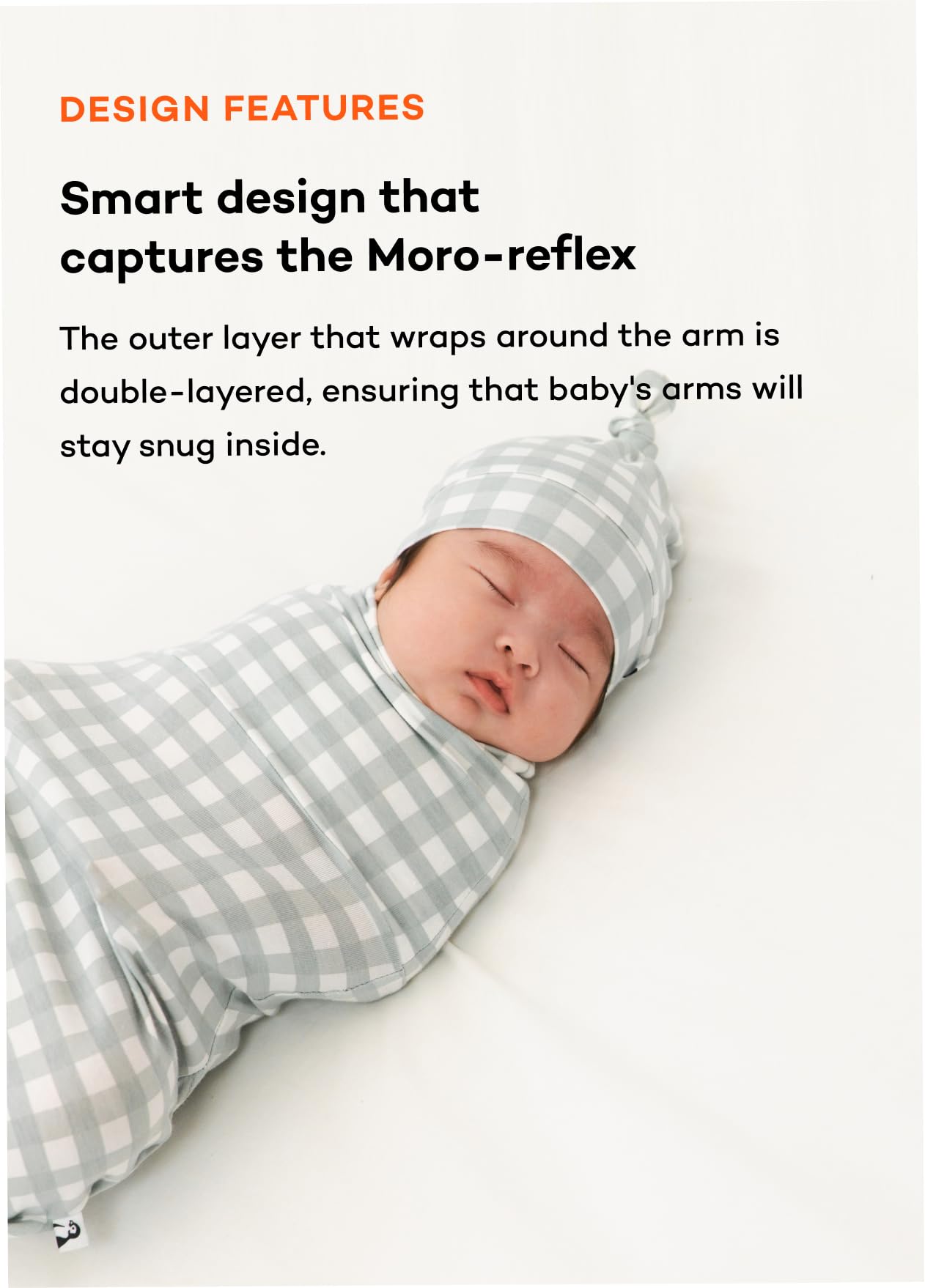 Konny Newborn Swaddle Pouch enables quick diaper changes without removing the outfit.