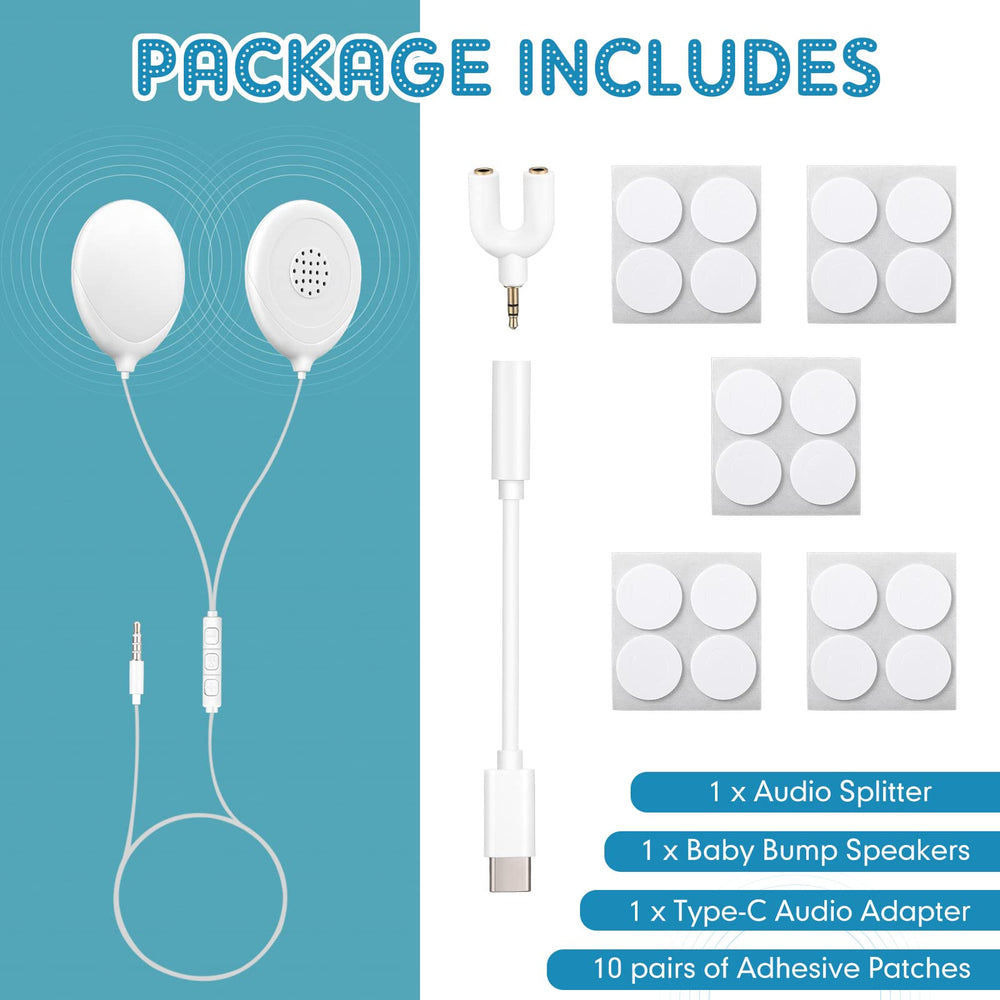 Konohan belly headphones with adhesives ready for comfortable belly listening sessions.