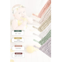 Konssy washcloth shows generous 11x11 size for easy baby cleaning