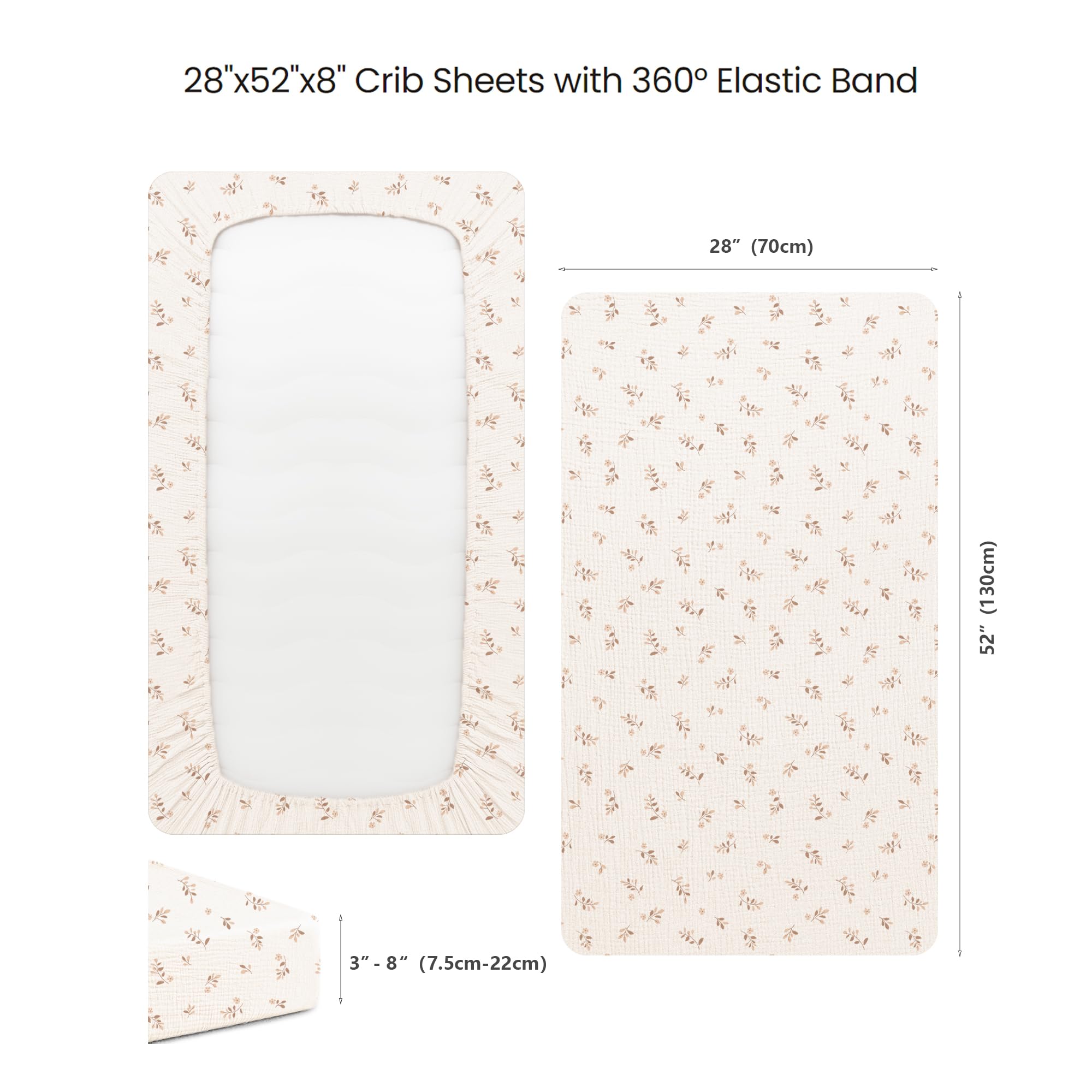 Konssy 2-pack muslin crib sheets for easy, versatile nursery bedding.