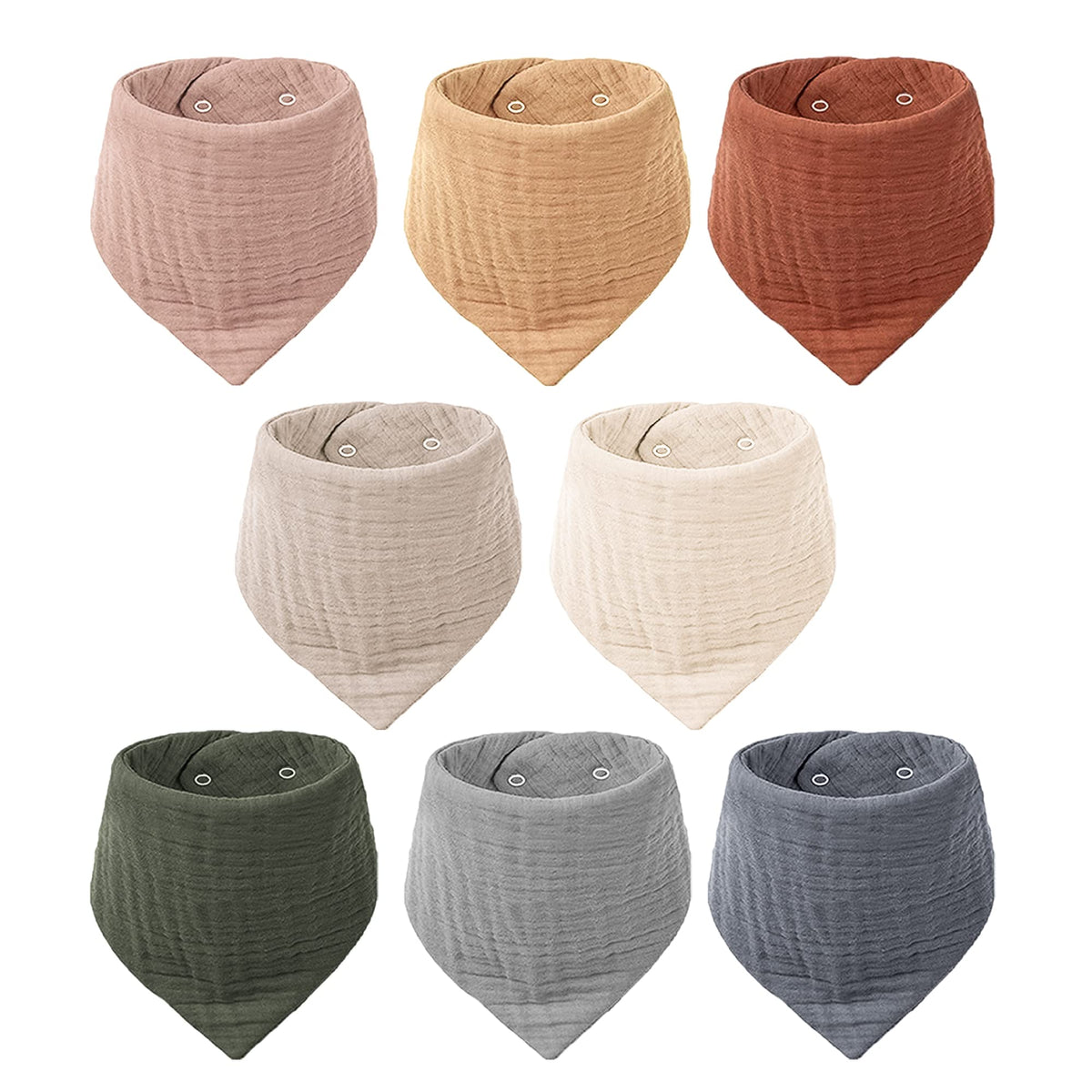 Konssy 8-pack muslin bibs bandana – stylish drool protection for outfits.
