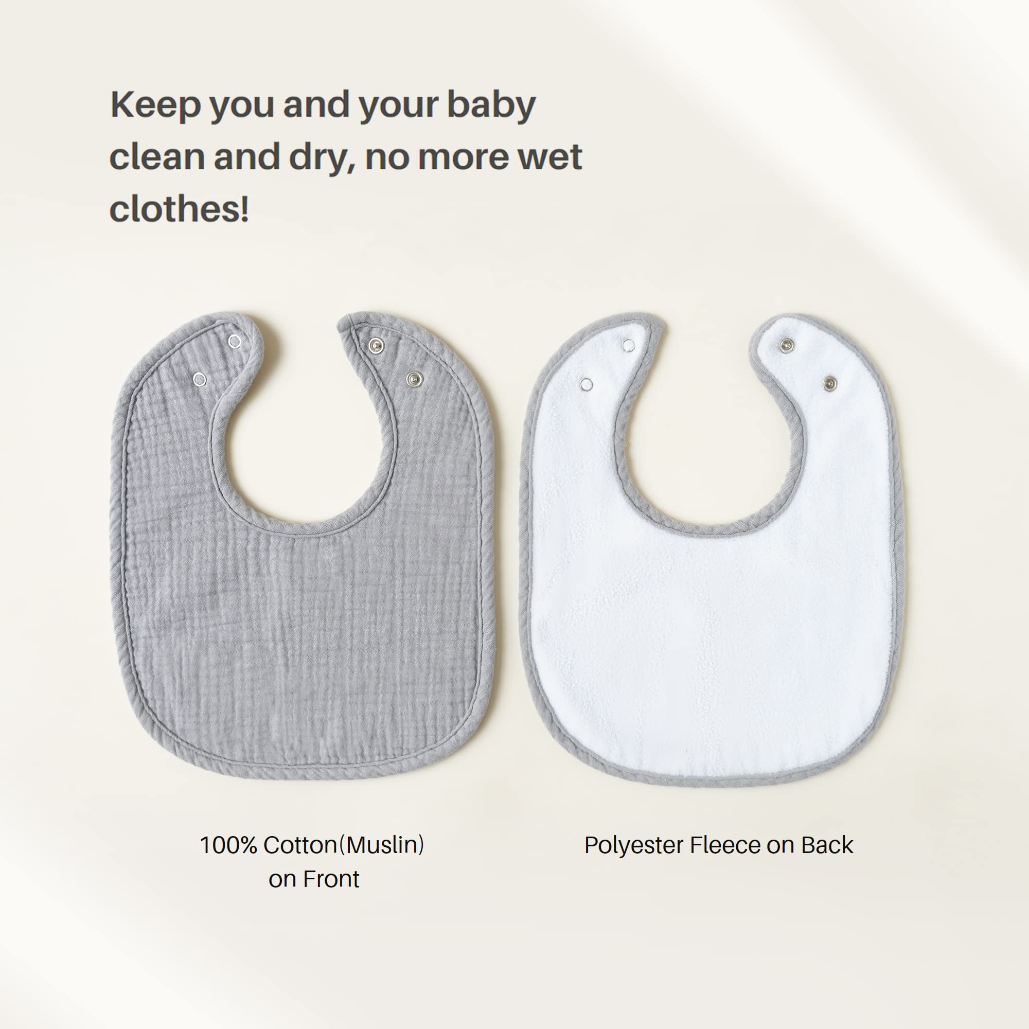 Baby wearing Konssy bib as bandana during teething.