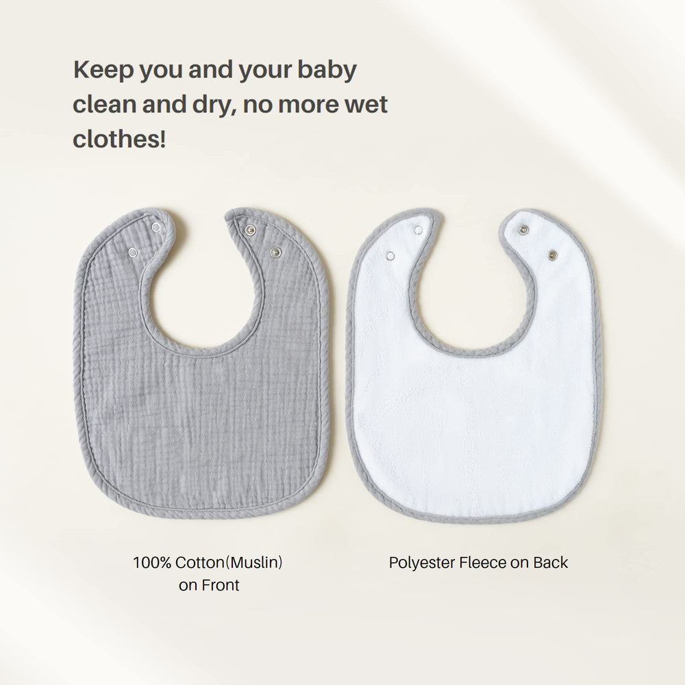 Baby wearing Konssy bib as bandana during teething.