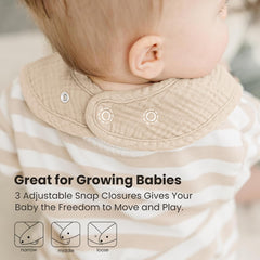 Konssy baby bibs washable durable fabric highlights easy care.
