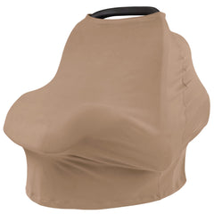 Konssy baby car seat cover in stretchy fabric provides privacy while staying breathable.