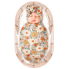 Konssy baby girl blanket with headband set, cozy swaddle for gentle newborn comfort.