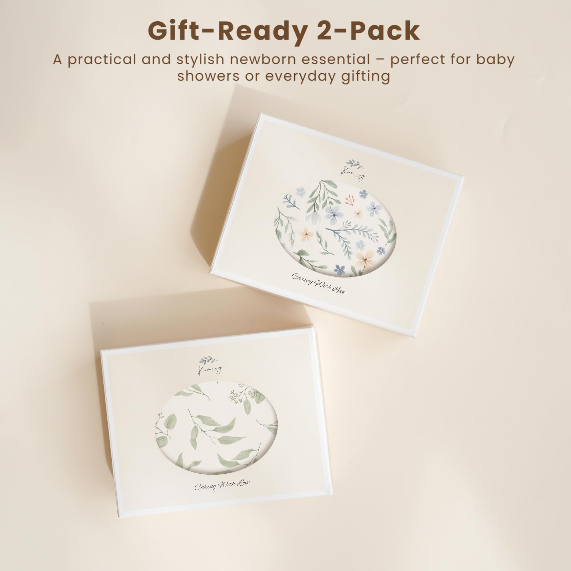 Konssy green leaves covers, neutral nursery style for calming decor