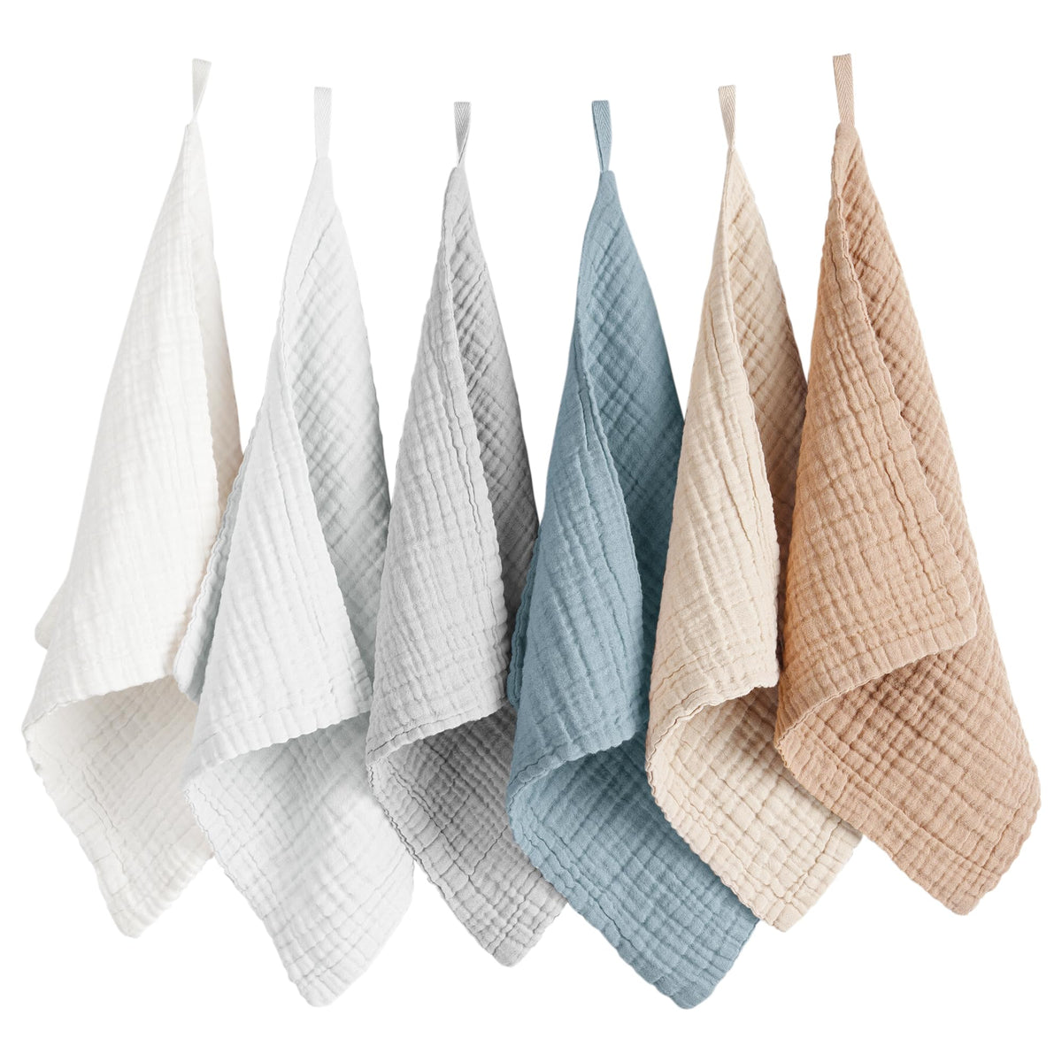 Konssy baby muslin washcloths soft-touch closeup shows gentle-on-skin 100% cotton.