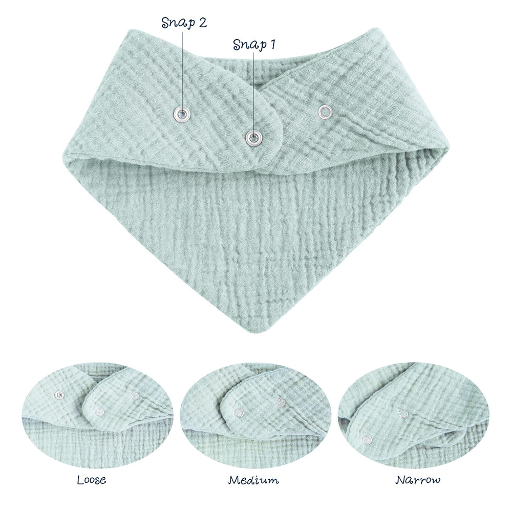 Konssy bandana bibs close-up highlights breathable cotton and plush texture for baby comfort.