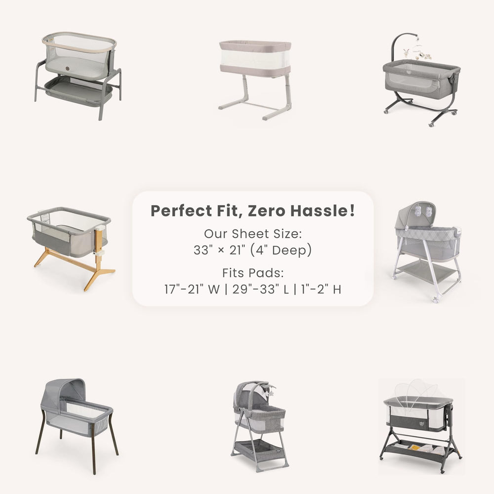 Konssy hourglass oval cradle sheet showing snug oval-fit during movement.