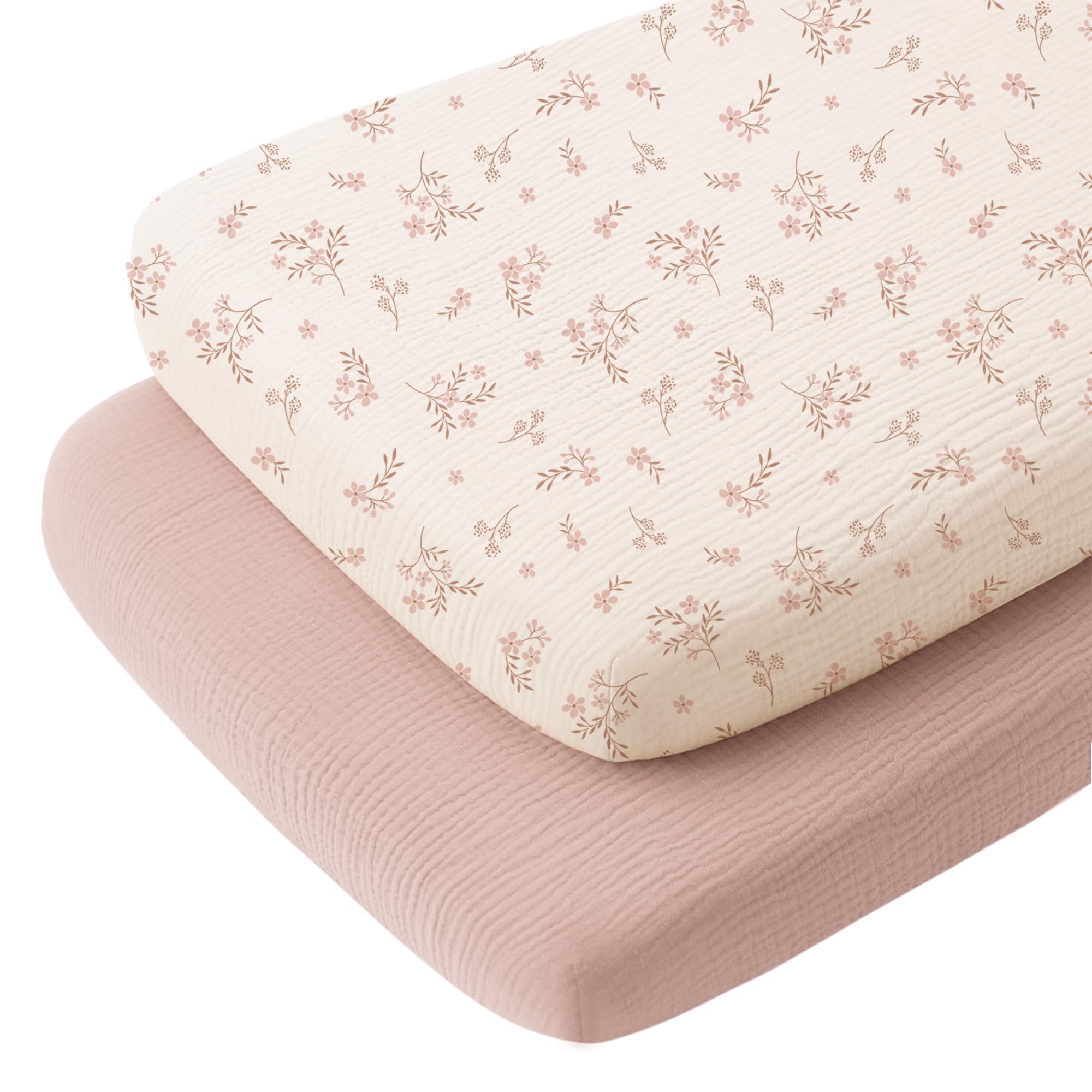 Konssy bassinet sheet soft-blooms taupe oval for breathable infant comfort.