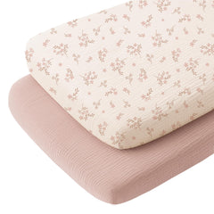 Konssy bassinet sheet soft-blooms taupe oval for breathable infant comfort.