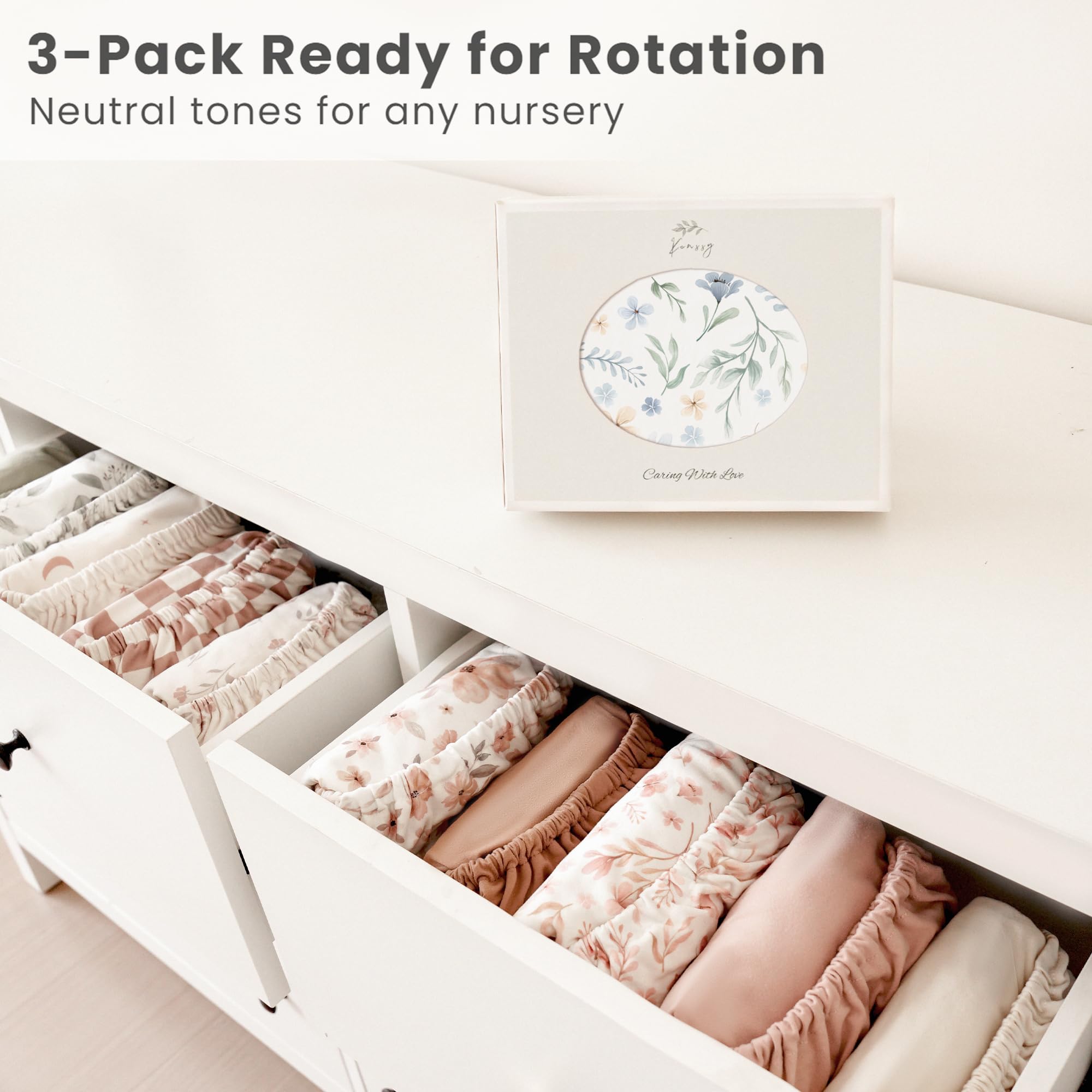 Konssy nursery-ready bedding delivers a practical, cozy setup