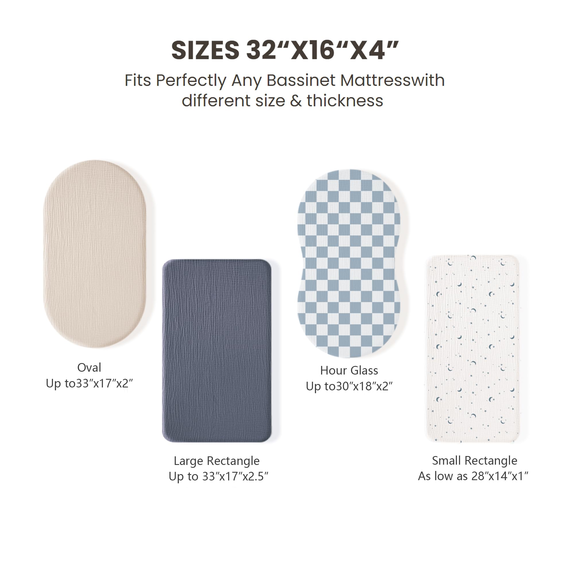 Konssy bassinet sheets with deep pockets prevent slipping during sleep.