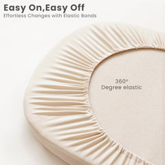 Konssy bassinet sheets oval-fit closeup highlighting universal fit.