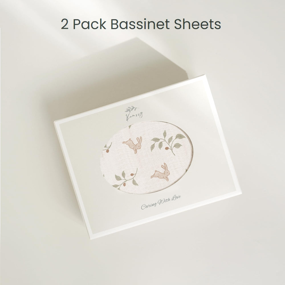 Konssy small-rectangle-fit bassinet sheet focusing on snug fit and quick changes.