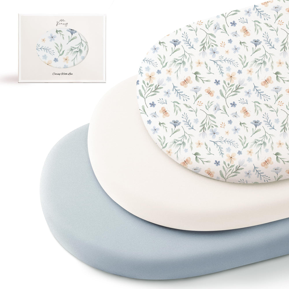 Konssy bassinet sheets in stretchy soft-knit fabric for cozy sleep