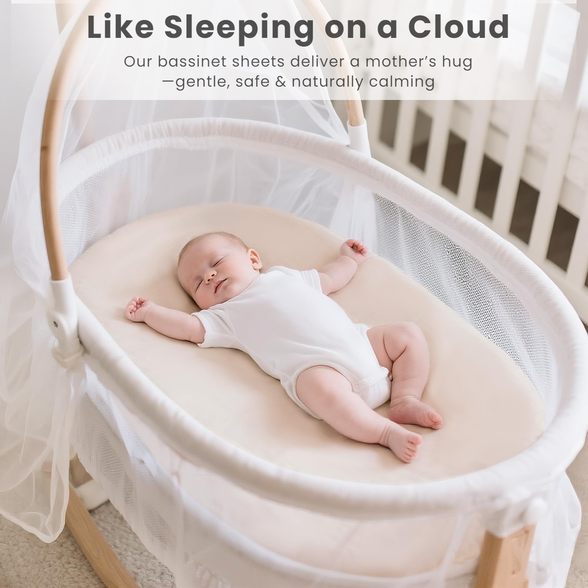 Two-pack packaging for Konssy bassinet sheets gift-ready presentation