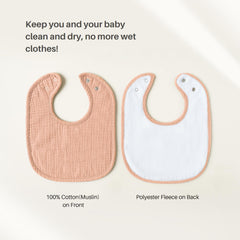 Konssy bibs with nickel-free snaps show adjustable fit for growing babies