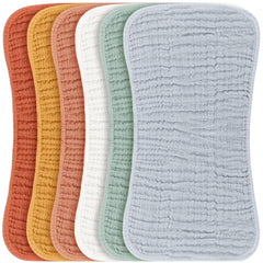 Konssy 6-pack burp cloths in unisex colors for versatile outfit coordination.