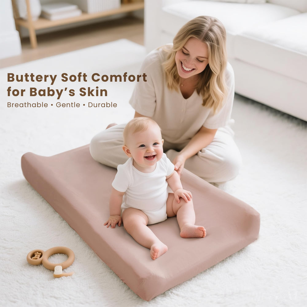 Konssy changing pad cover snug-secure edge keeps surface smooth during diaper changes