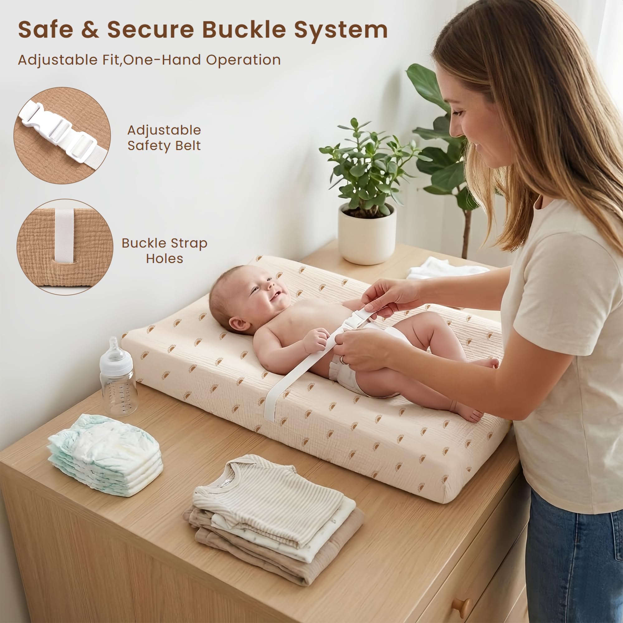 Konssy changing pad dresser fit shows 32x16 inch size for standard tables