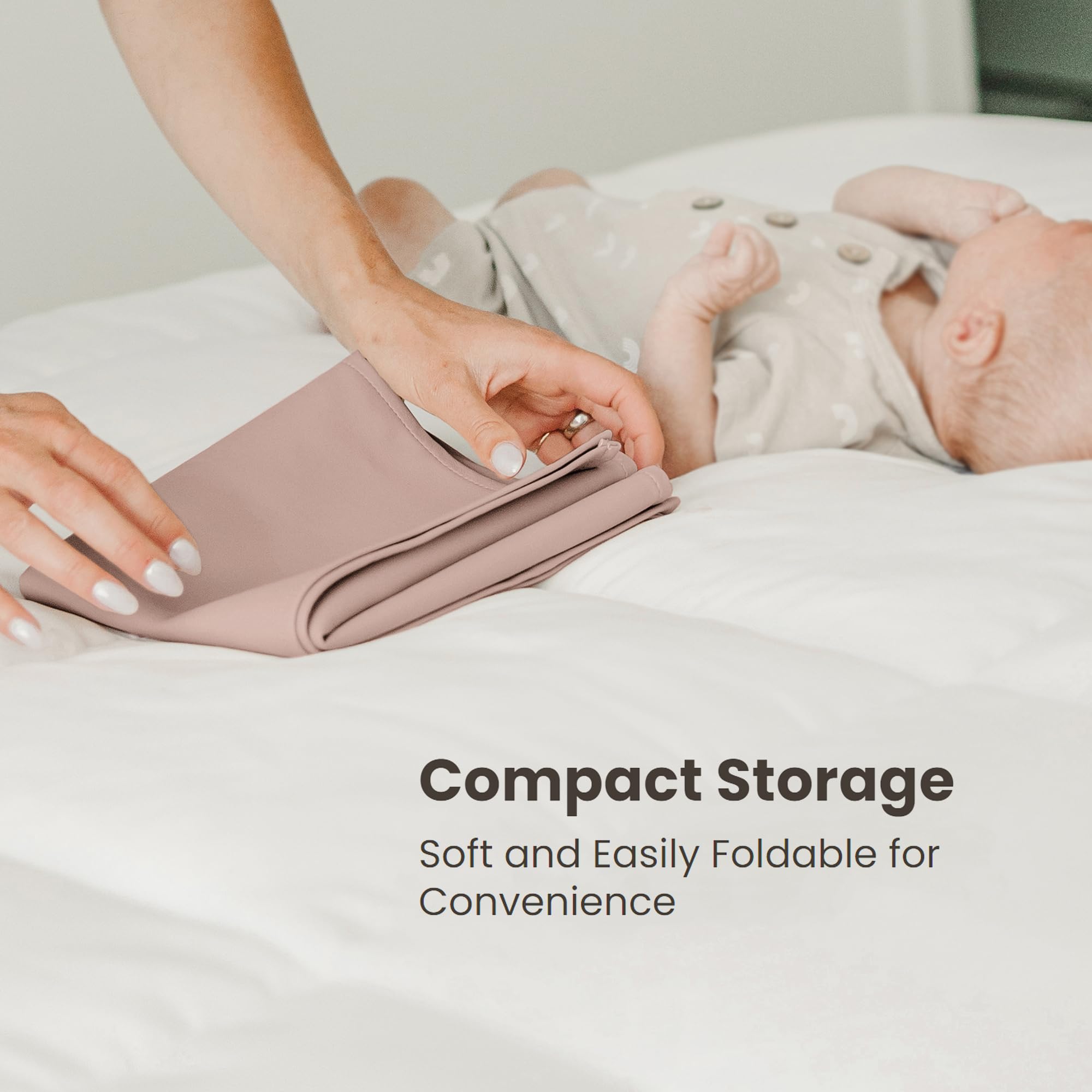 Konssy changing pad foldable and easy to store between uses.